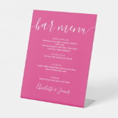 Signe De Table Menu de bar de mariage à écriture signature rose v (Recto)