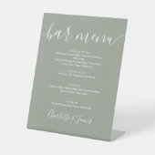 Signe De Table Menu de bar de mariage à écriture signature vert s (Recto)