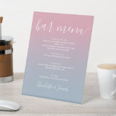 Signe De Table Menu de bar de mariage à script ombré rose et bleu (In SItu)