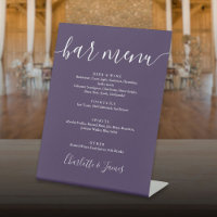 Menu de bar de mariage à signature violette script