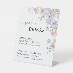 Signe De Table Menu de bar de mariage aux fleurs sauvages violett