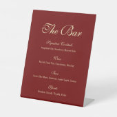 Signe De Table Menu de bar de mariage élégant écriture vin rouge (Recto)