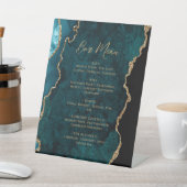 Signe De Table Menu de bar de mariage en agate bleu sarcelle or (In SItu)