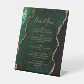 Signe De Table Menu de bar de mariage en agate dorée verte émerau (Recto)