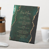 Signe De Table Menu de bar de mariage en agate dorée verte émerau (In SItu)