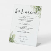 Signe De Table Menu de bar de mariage floral moderne et verdure (Recto)