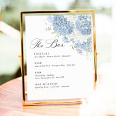 Signe De Table Menu de bar de mariage Hydrangea Bleu Poussiéreux