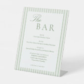 Signe De Table Menu de bar de mariage rayé classique vert (Recto)