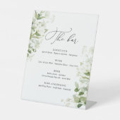 Signe De Table Menu de bar de mariage vert sauge avec verdure org (Recto)