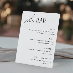 Signe De Table Menu de bar minimaliste pour mariage