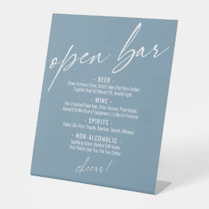 Signe De Table Menu de bar ouvert bleu poussiéreux écriture conte