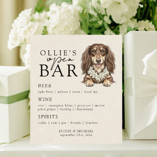 Signe De Table Menu de bar ouvert de mariage de Dachshund tropica