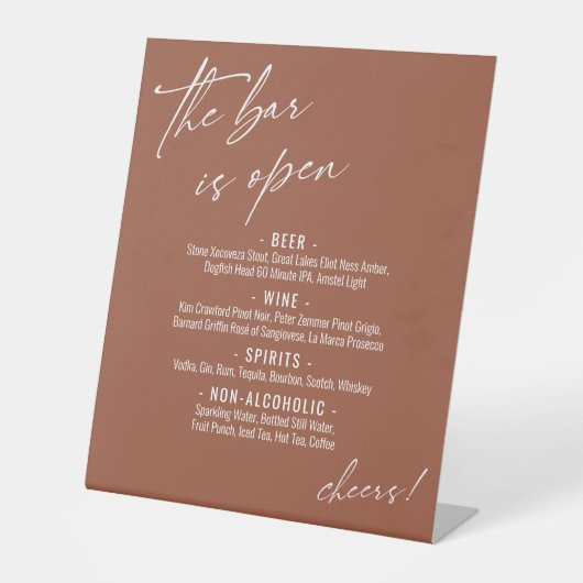 Signe De Table Menu de bar ouvert en terre cuite avec écriture ma (Recto)