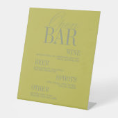 Signe De Table Menu de bar ouvert moderne Chartreuse Mariage (Recto)