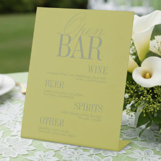 Signe De Table Menu de bar ouvert moderne Chartreuse Mariage
