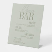 Signe De Table Menu de bar ouvert vert sauge moderne pour mariage (Recto)