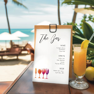 Signe De Table Menu de boisson minimaliste mariage blanche