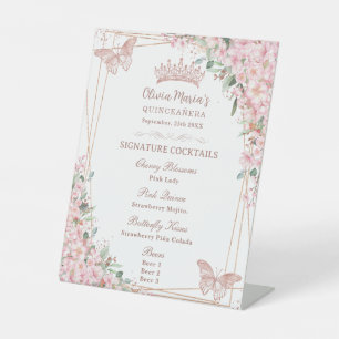 Signe De Table Menu de Boissons Cerisiers en Fleurs Papillons en
