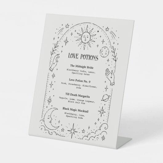 Signe De Table Menu de Boissons pour le Mariage Céleste (Recto)