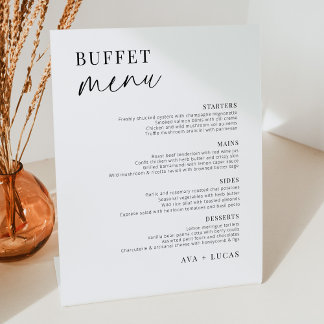 Signe De Table Menu de buffet de mariage minimaliste moderne