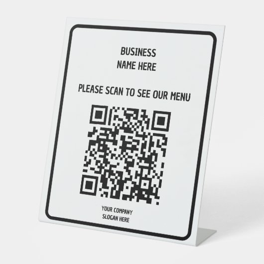 Signe De Table Menu de code QR noir personnalisé (Recto)