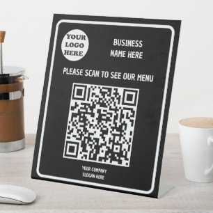 Signe De Table Menu de code QR noir personnalisé