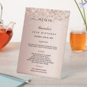 Signe De Table Menu de dîner d'anniversaire rose gold blush (In SItu)