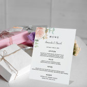 Signe De Table Menu de dîner floral eucalyptus verdure rose