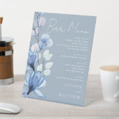 Signe De Table Menu de la barre de Mariages de fleurs bleu foncé (In SItu)