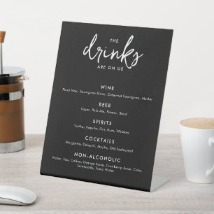 Signe De Table Menu de la barre de Mariages moderne noir et blanc