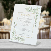 Signe De Table Menu de la barre de verdure aquarelle