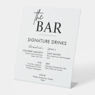 Signe De Table Menu de la barre des boissons de signature mariage