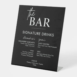 Signe De Table Menu de la barre des boissons de signature Mariage