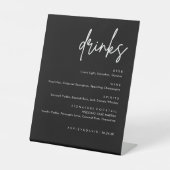 Signe De Table Menu de la barre des boissons Mariage noir minimal (Recto)