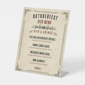 Signe De Table Menu de la bière de la salle de la bière de l'Okto
