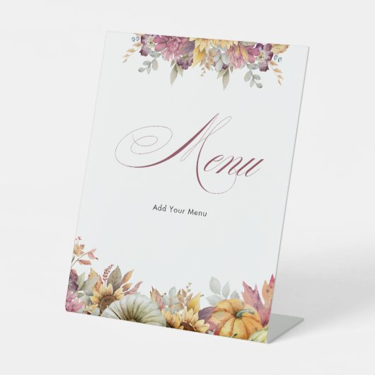 Signe De Table Menu de la réception de mariage Tomber en amour (Recto)