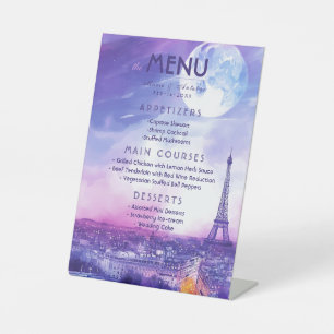Signe De Table Menu de Mariage Amour Éternel à la Parisienne