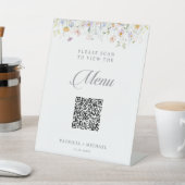 Signe De Table Menu de mariage avec code QR de fleurs sauvages de (In SItu)