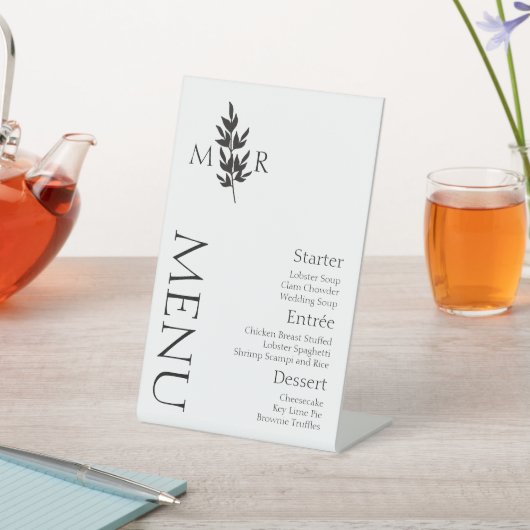 Signe De Table Menu de mariage avec logo de branche botanique (In SItu)