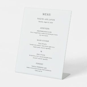 Signe De Table Menu de mariage classique élégant