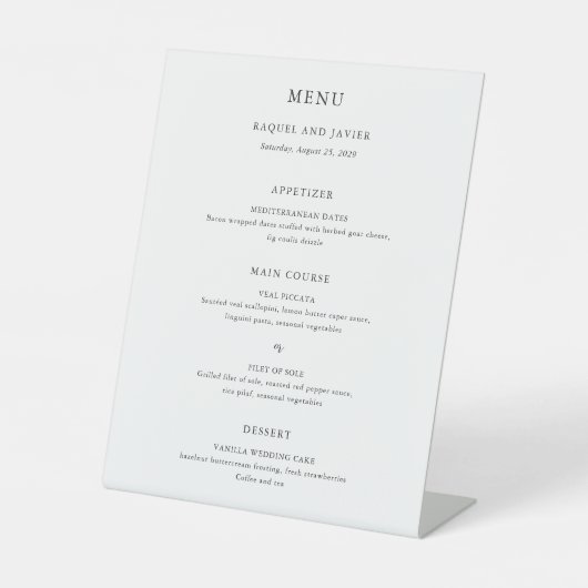 Signe De Table Menu de mariage classique élégant (Recto)