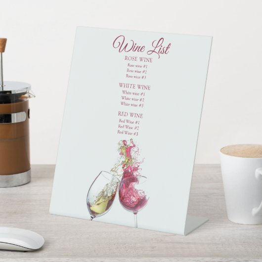 Signe De Table Menu de mariage élégant danse vin rouge blanc (In SItu)