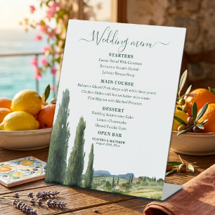Signe De Table Menu de mariage élégant paysage italien