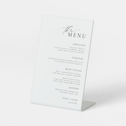 Signe De Table Menu de mariage minimaliste Ellesmere (Recto)