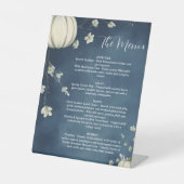 Signe De Table Menu de mariage Navy Blue Autumn Pumpkin (Recto)
