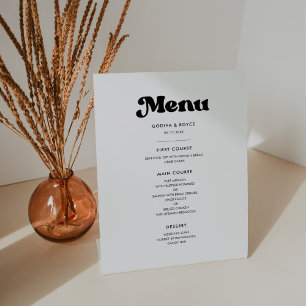 Signe De Table Menu de mariage noir et blanc rétro élégant