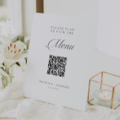 Signe De Table Menu de mariage QR Code calligraphié Chic Classiqu