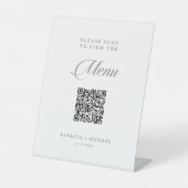 Signe De Table Menu de mariage QR Code calligraphié Chic Classiqu (Recto)