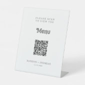 Signe De Table Menu de mariage simple et formel avec QR Code (Recto)