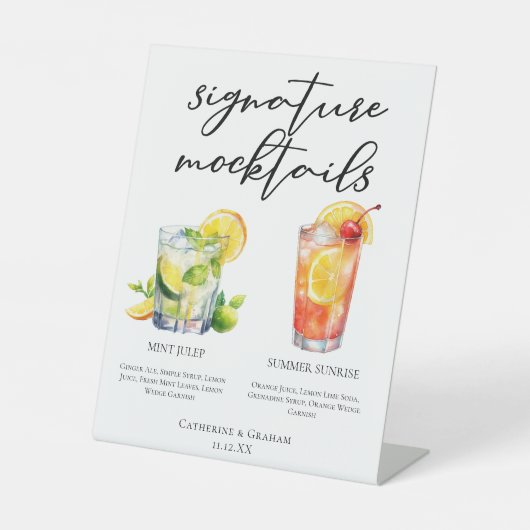 Signe De Table Menu de Mocktails de Mariage Mint Julep Summer Sun (Recto)